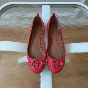 Tory Burch Mini Miller Ballet Flat Melon Micro Tejus Lizard embossed women's 7M